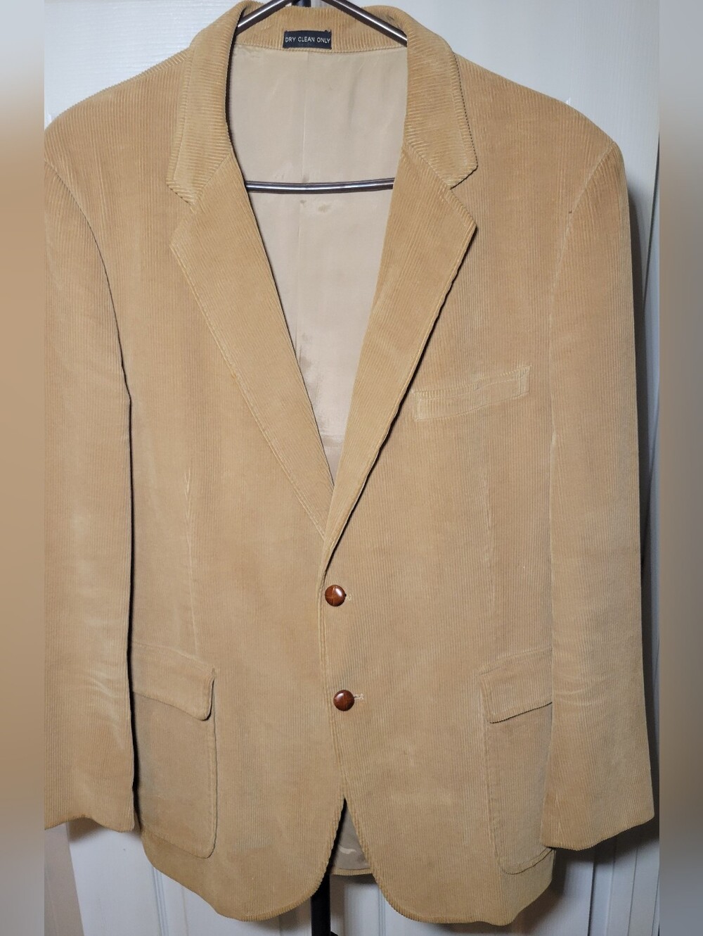 Vintage Woodmere 44L Tan Corduroy Sport Coat Blazer 100% Cotton 2 Button Long